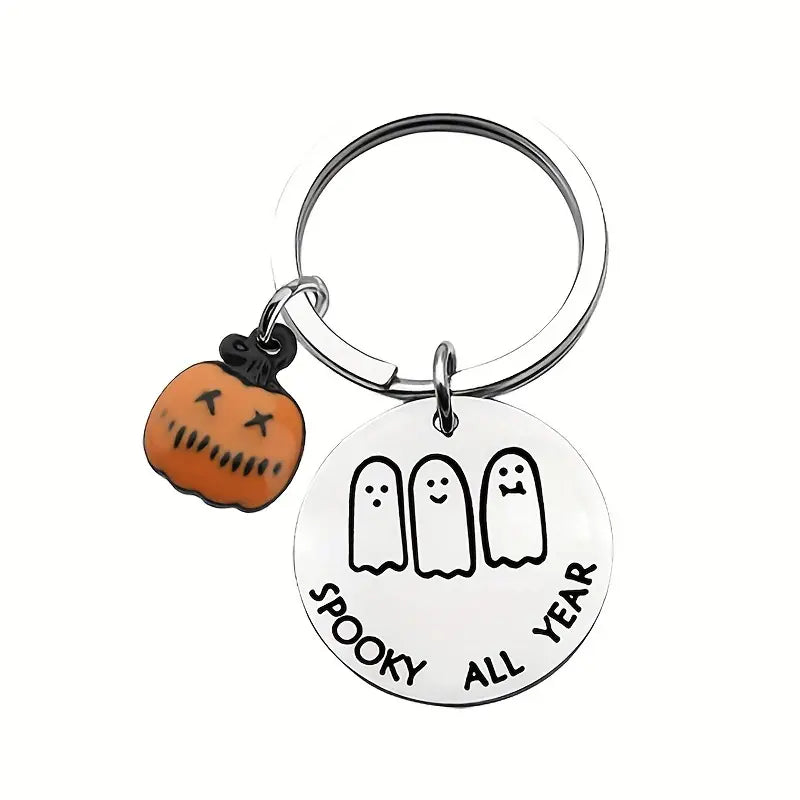 Stainless Steel Cute Pumpkin Key Chain (Black or Silver)