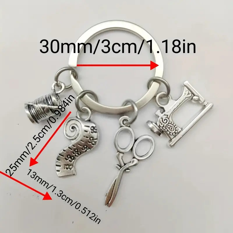 Retro Scissors Sewing Machines Key Chain