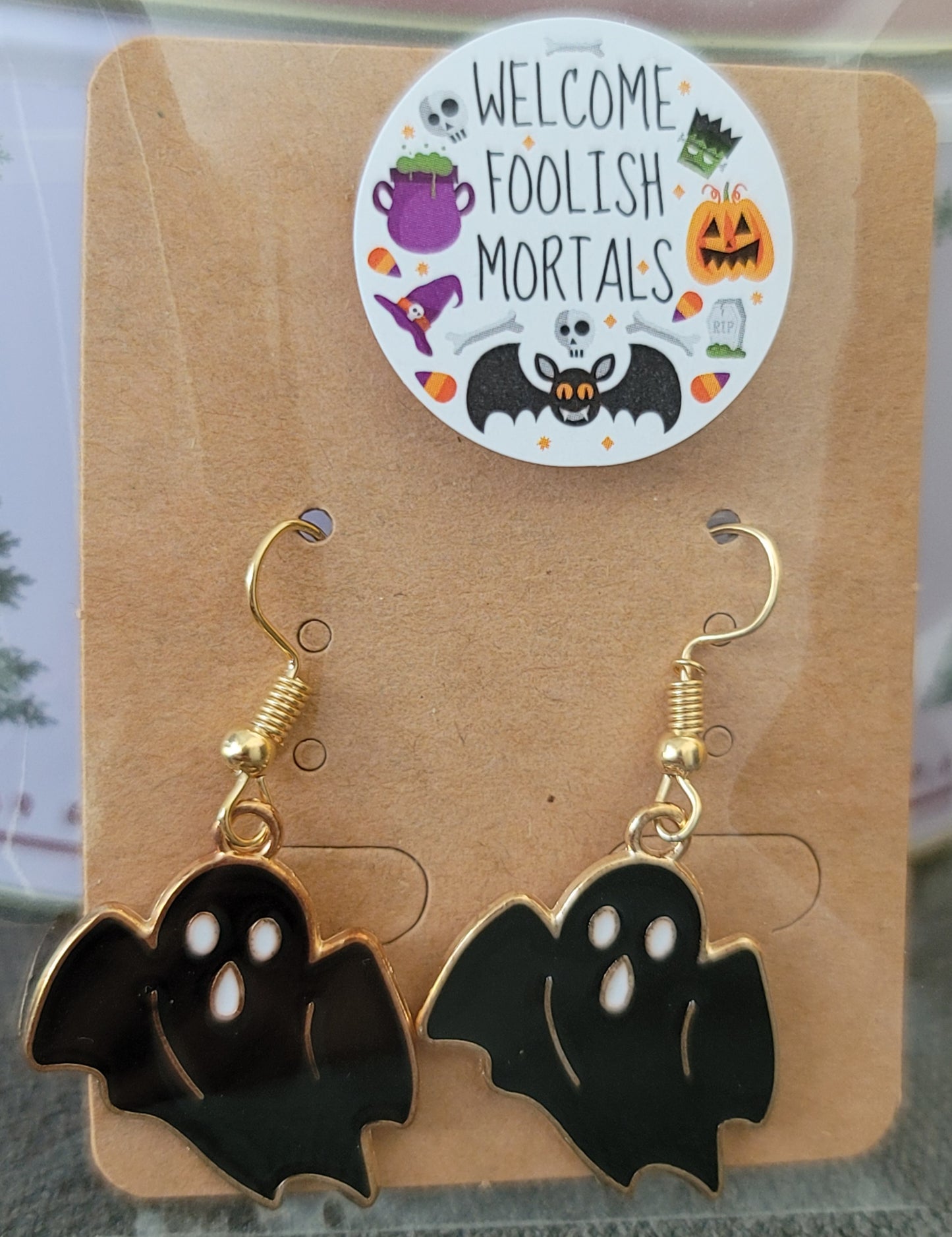 Halloween Enamel Dangle Earrings With Bat