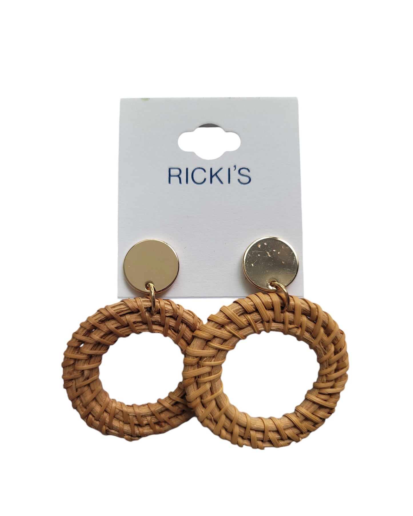 Rattan Earrings With Gold