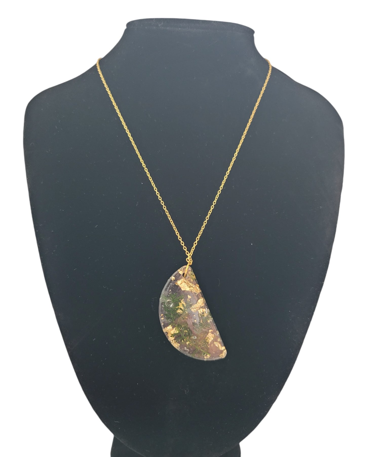 Half Moon Flower With Gold Chain Necklace