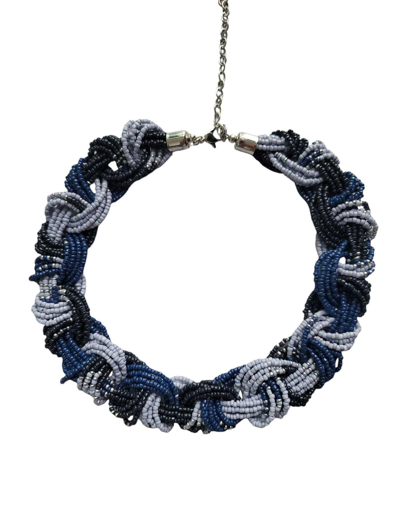 Blue Tones Braided Short Necklace