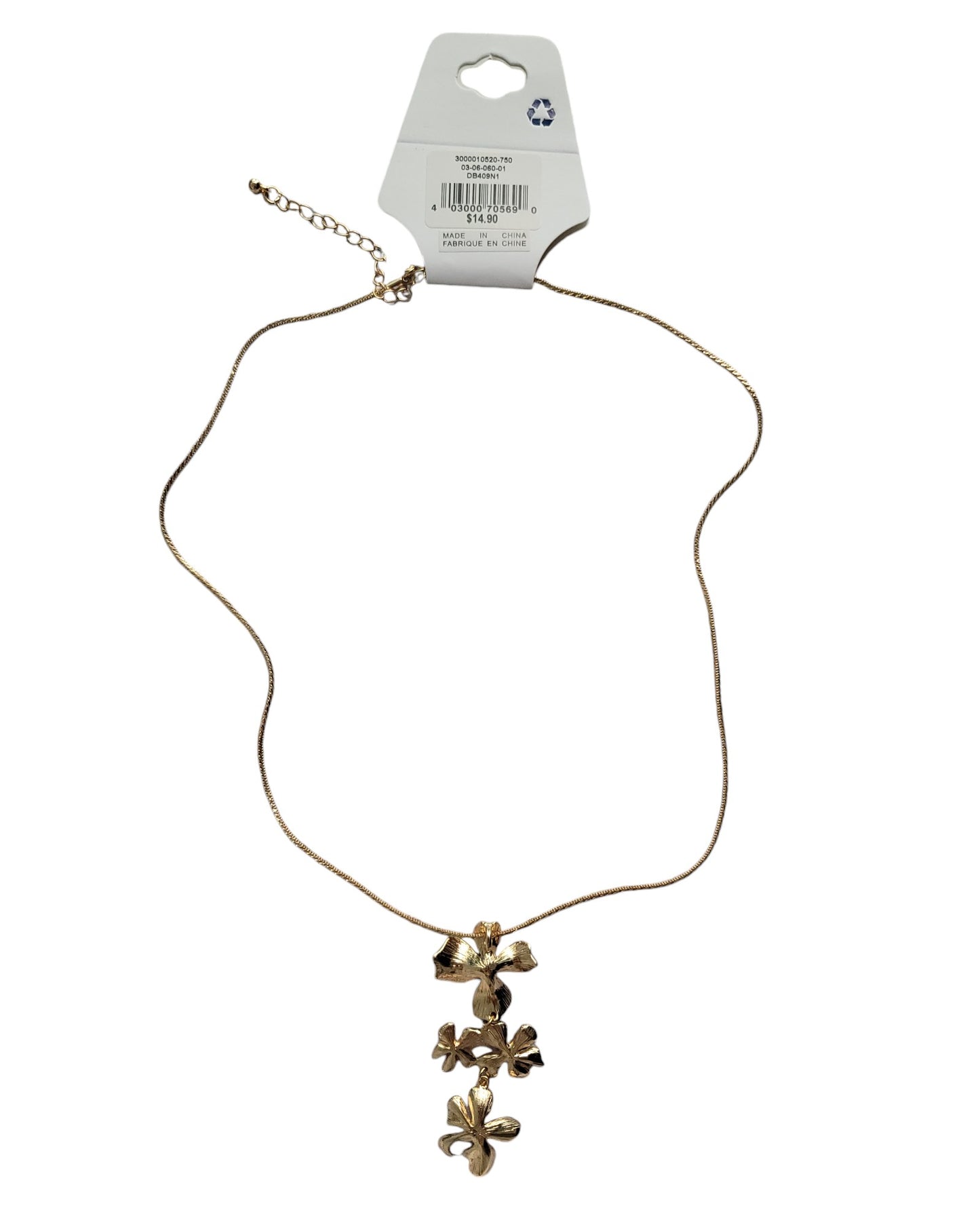 Gold Tiered Flower Pendant Necklace