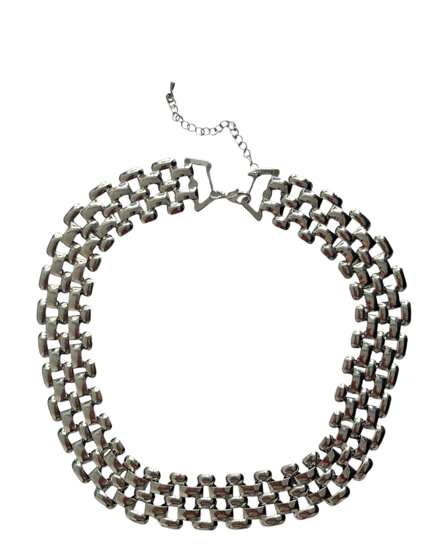 Short Silver Woven Necklace