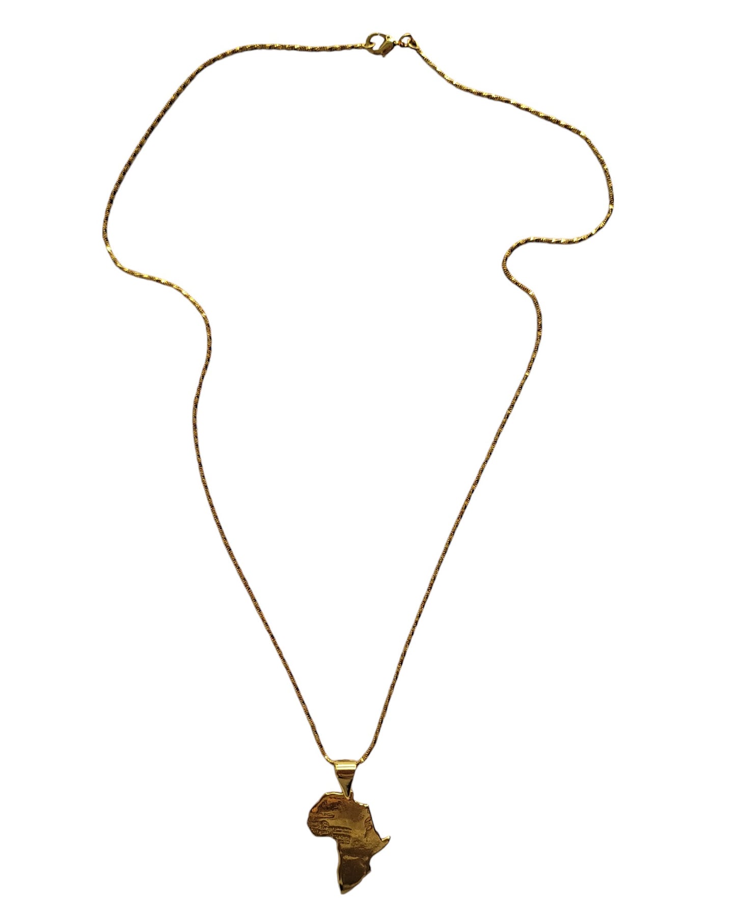 Africa Continent Map Pendant Necklace Box Link Chain