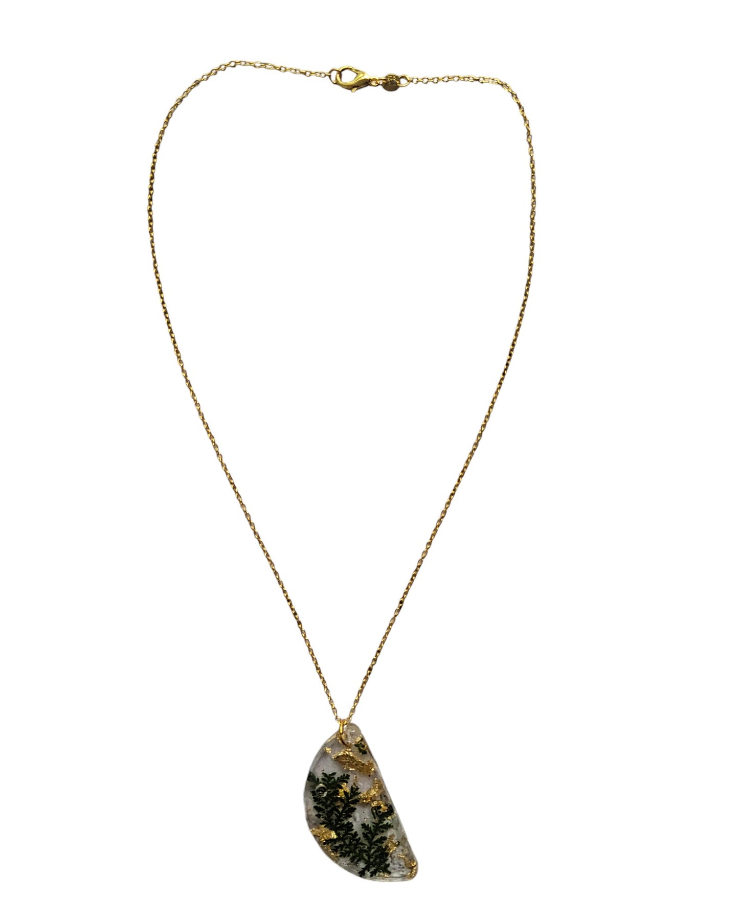 Half Moon Flower With Gold Chain Necklace