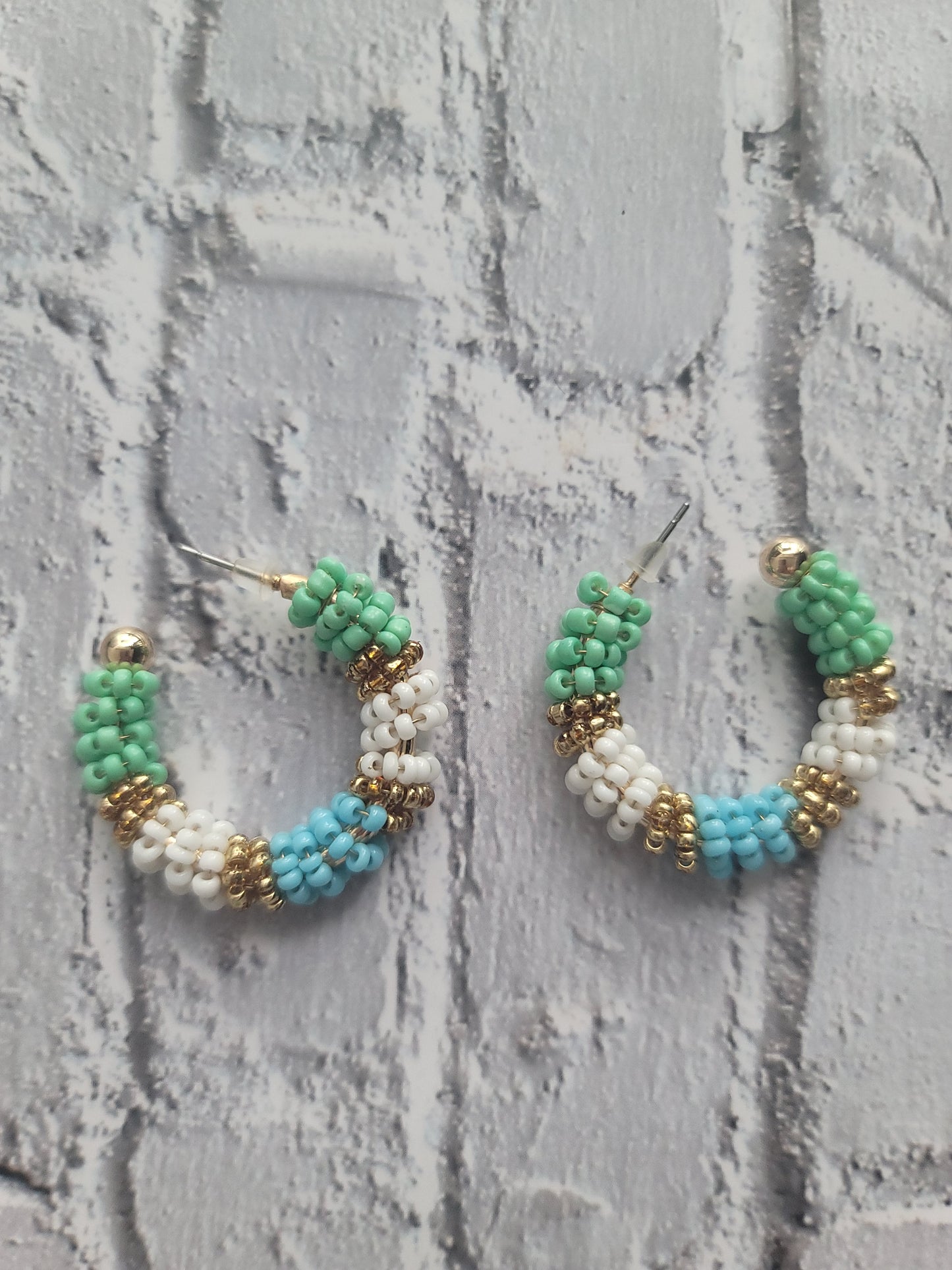 Multi-Colour Beaded Hoop Earrings