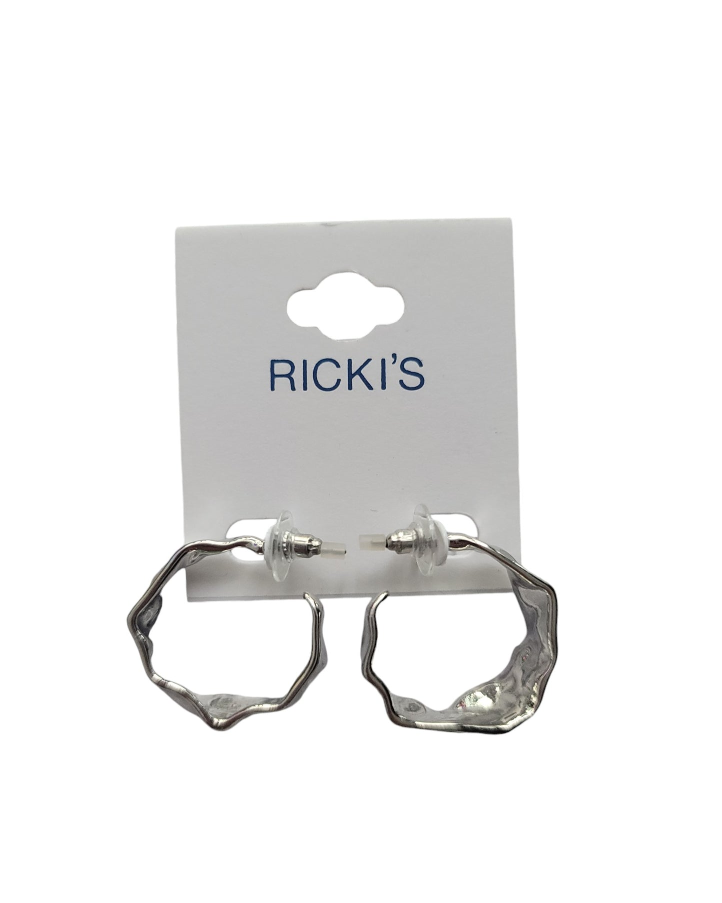 Silver Sculpted Huggie Hoop Earrings