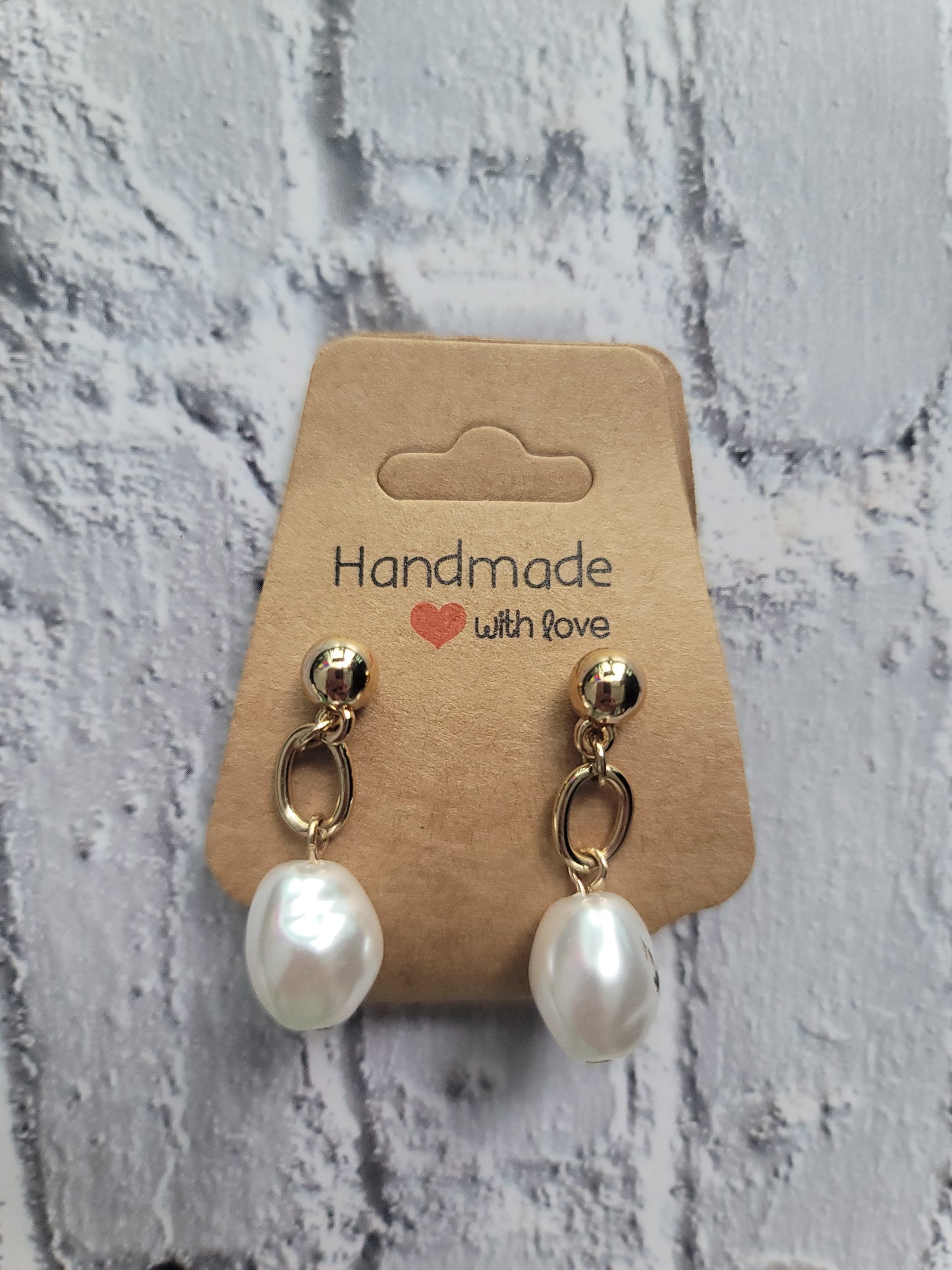 Pearl Hoop Drop Earrings