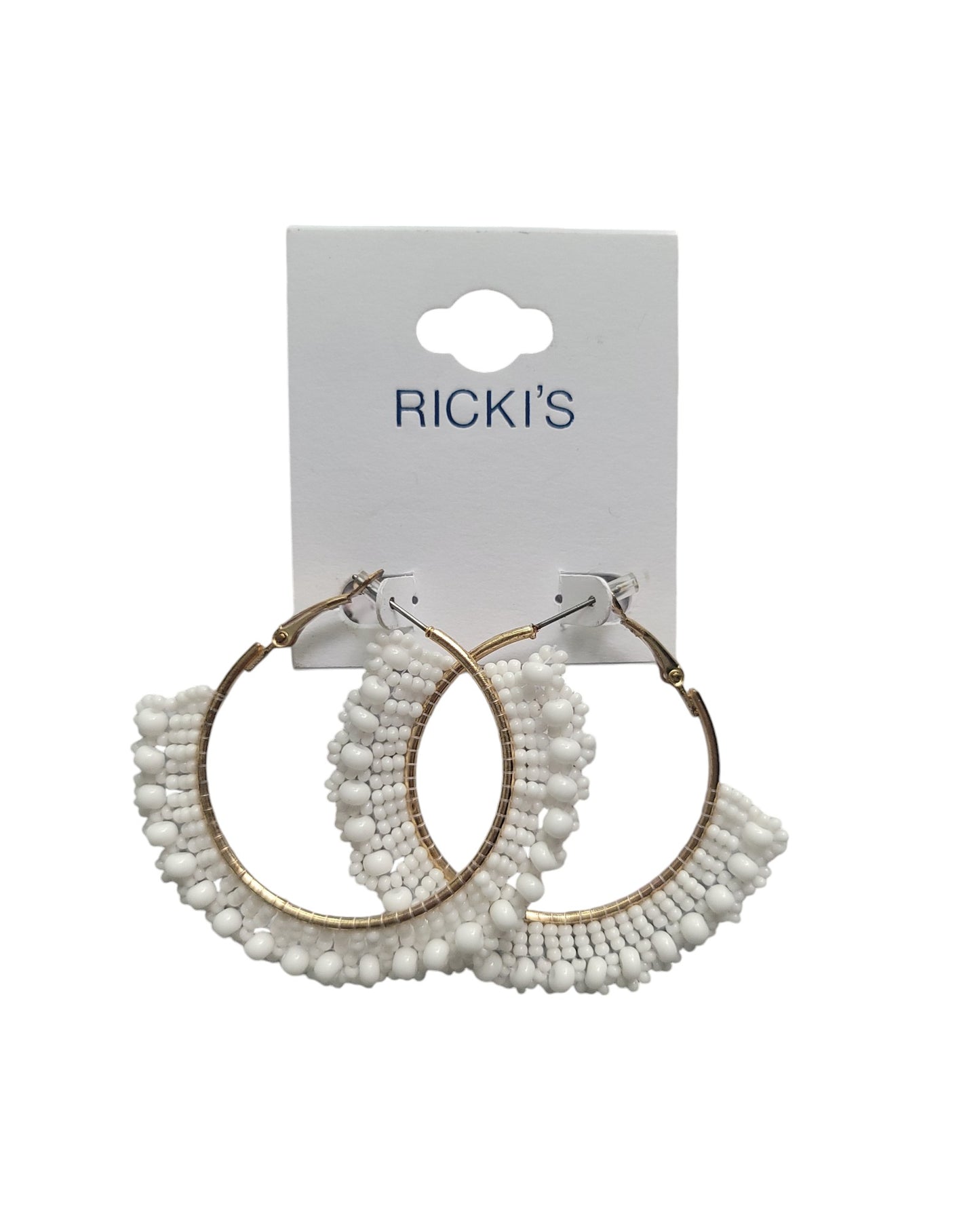 Large Beaded Fanned Out Hoop Earrings