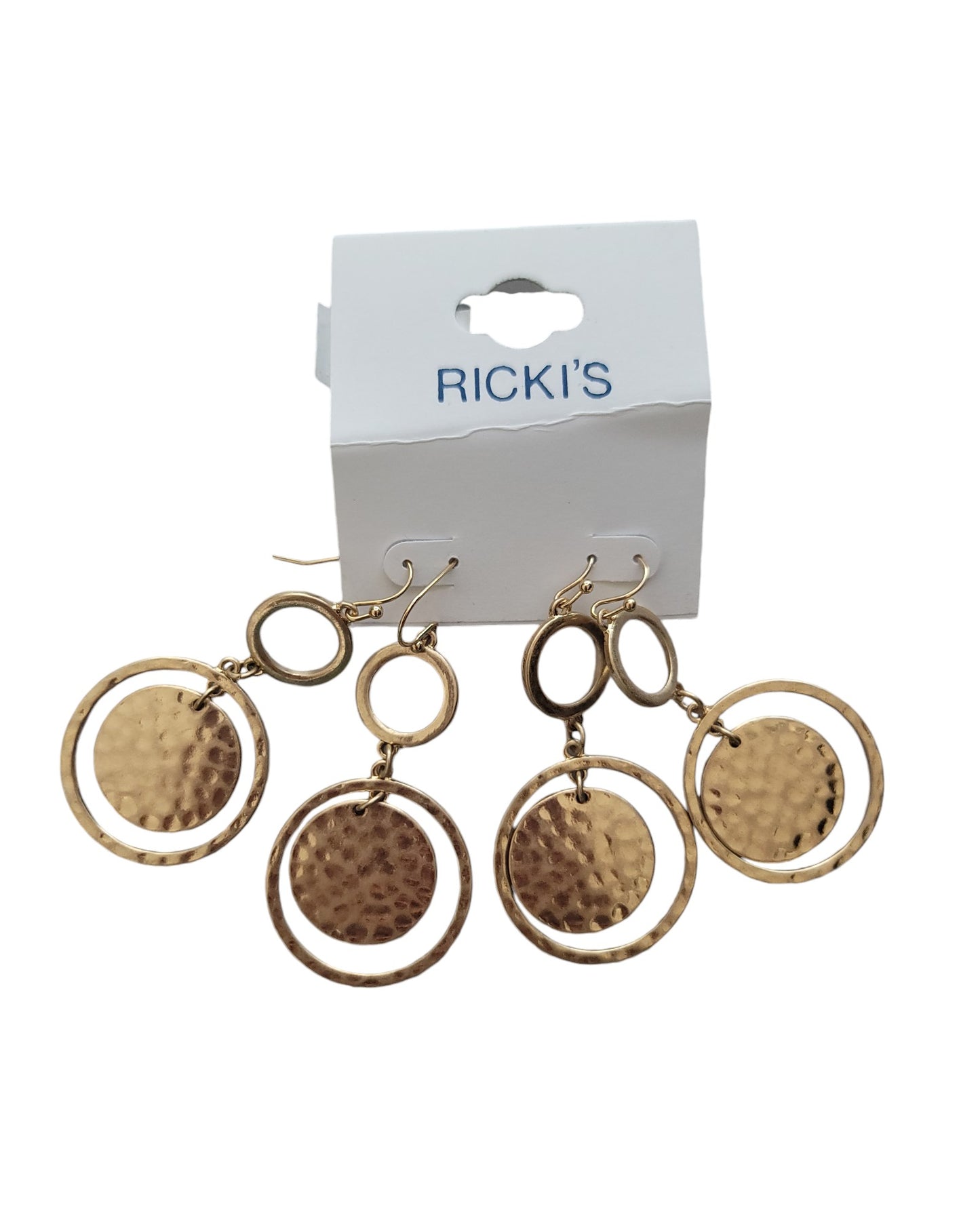 Hammered Metal Drop Earrings With Circle Pendants
