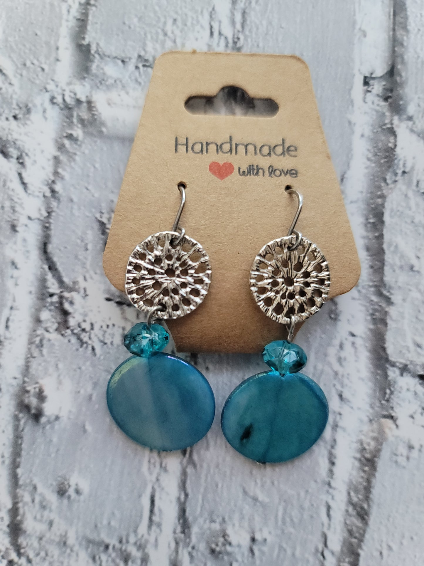 Blue Shell Drop Earrings