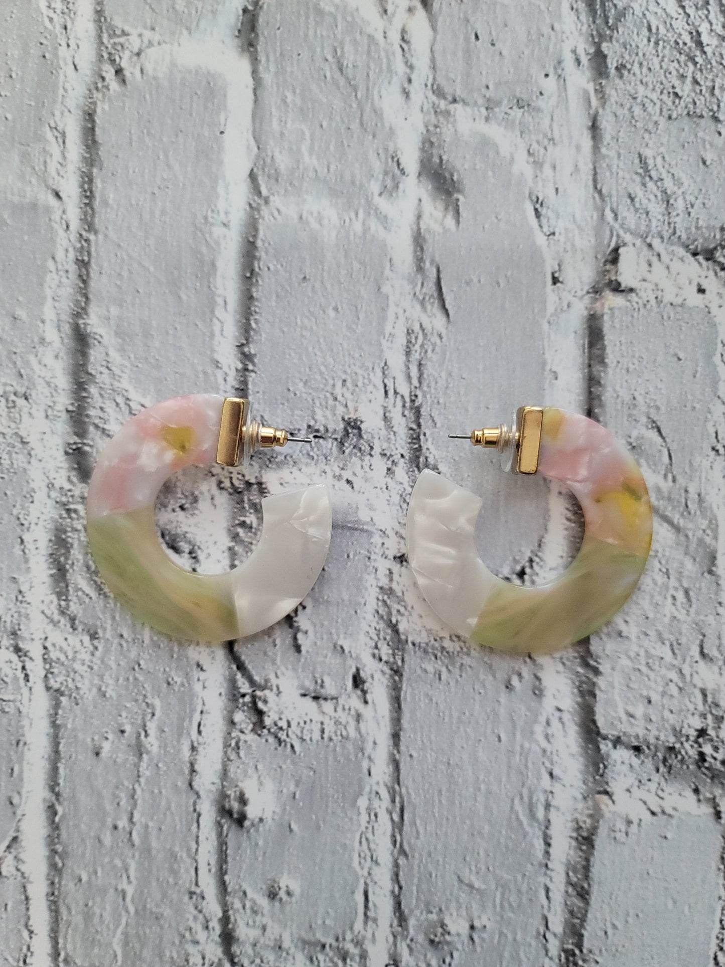 Marbled Resin Flat Hoop Earrings