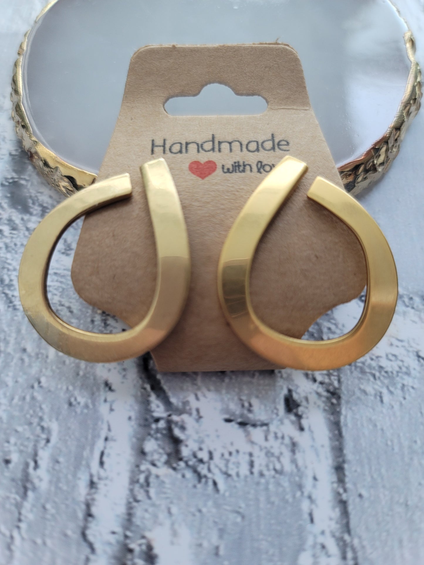 Brushed Gold Hoop Earrings