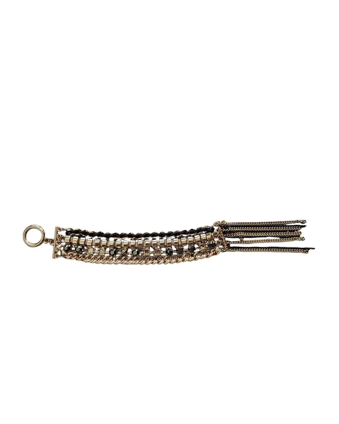 Gold & Black Bracelet With Fringes