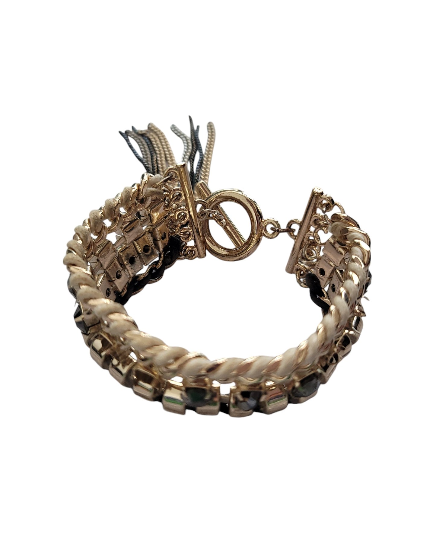 Gold & Black Bracelet With Fringes