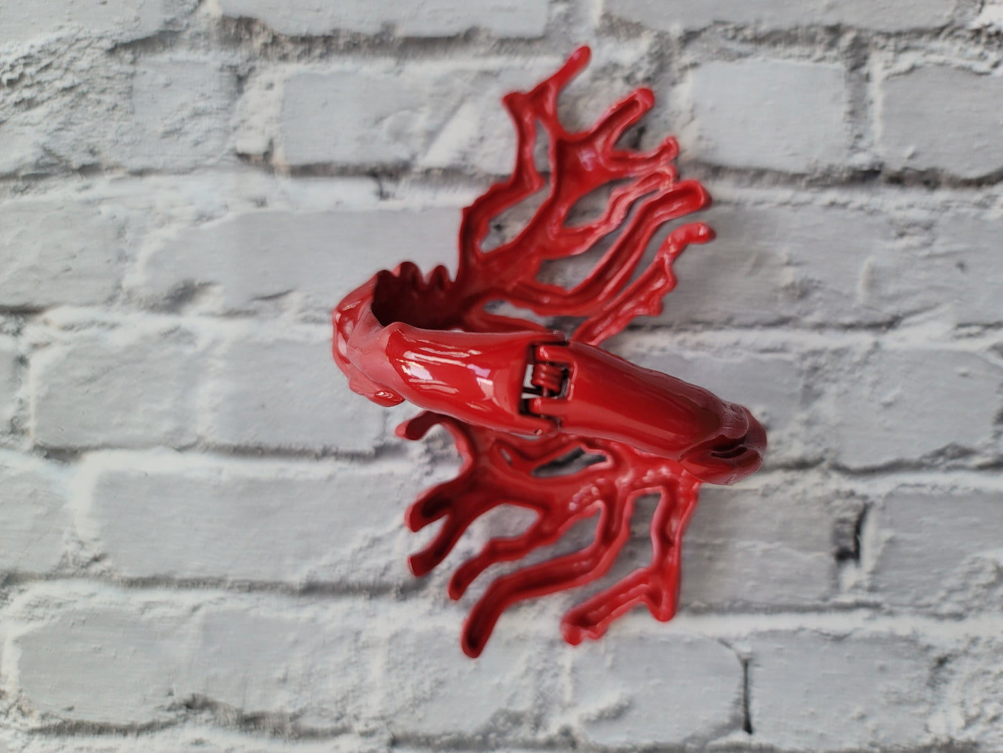 Red Coral Bangle Bracelet