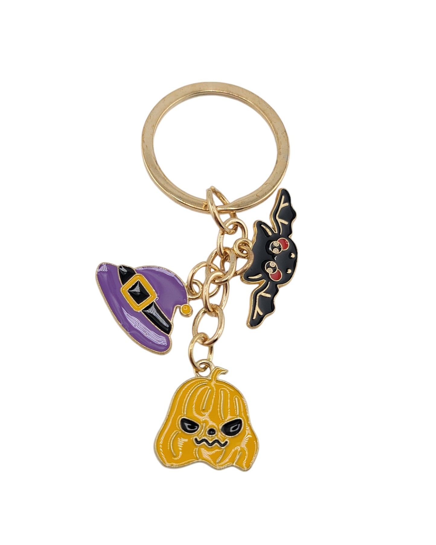 Cartoon Bat Witch Hat Pumpkin Key Chain