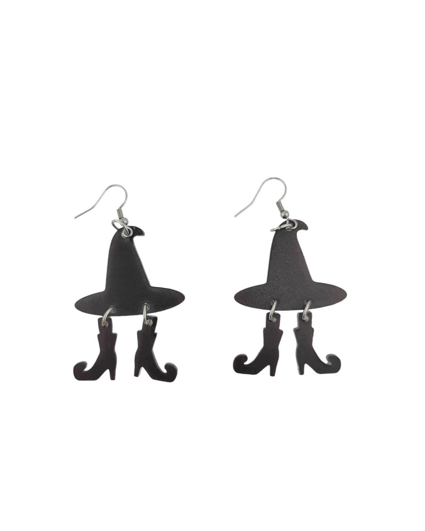 Halloween Evil Witch's Hat Boots Black Dangle Earrings