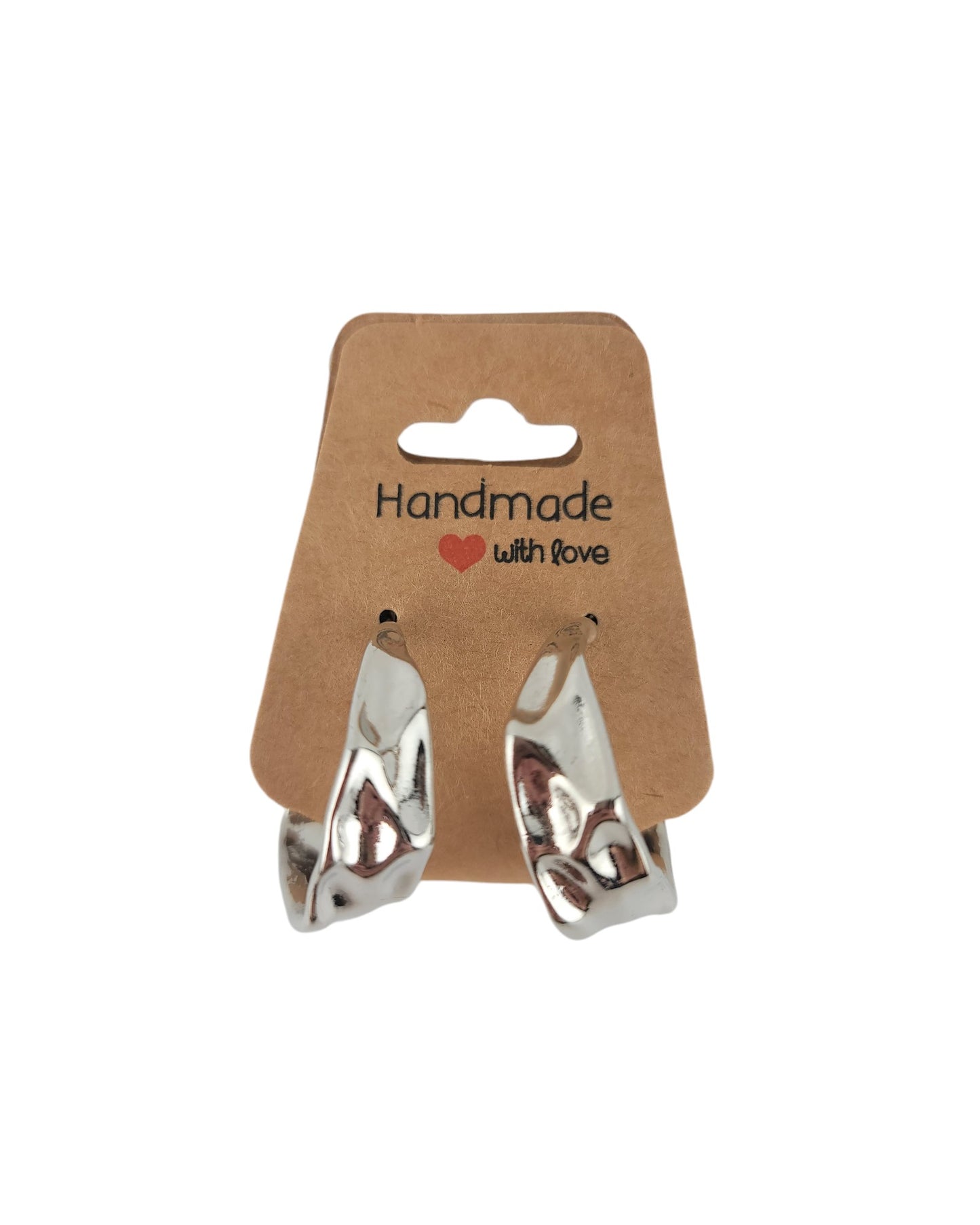 Silver Sculpted Huggie Hoop Earrings