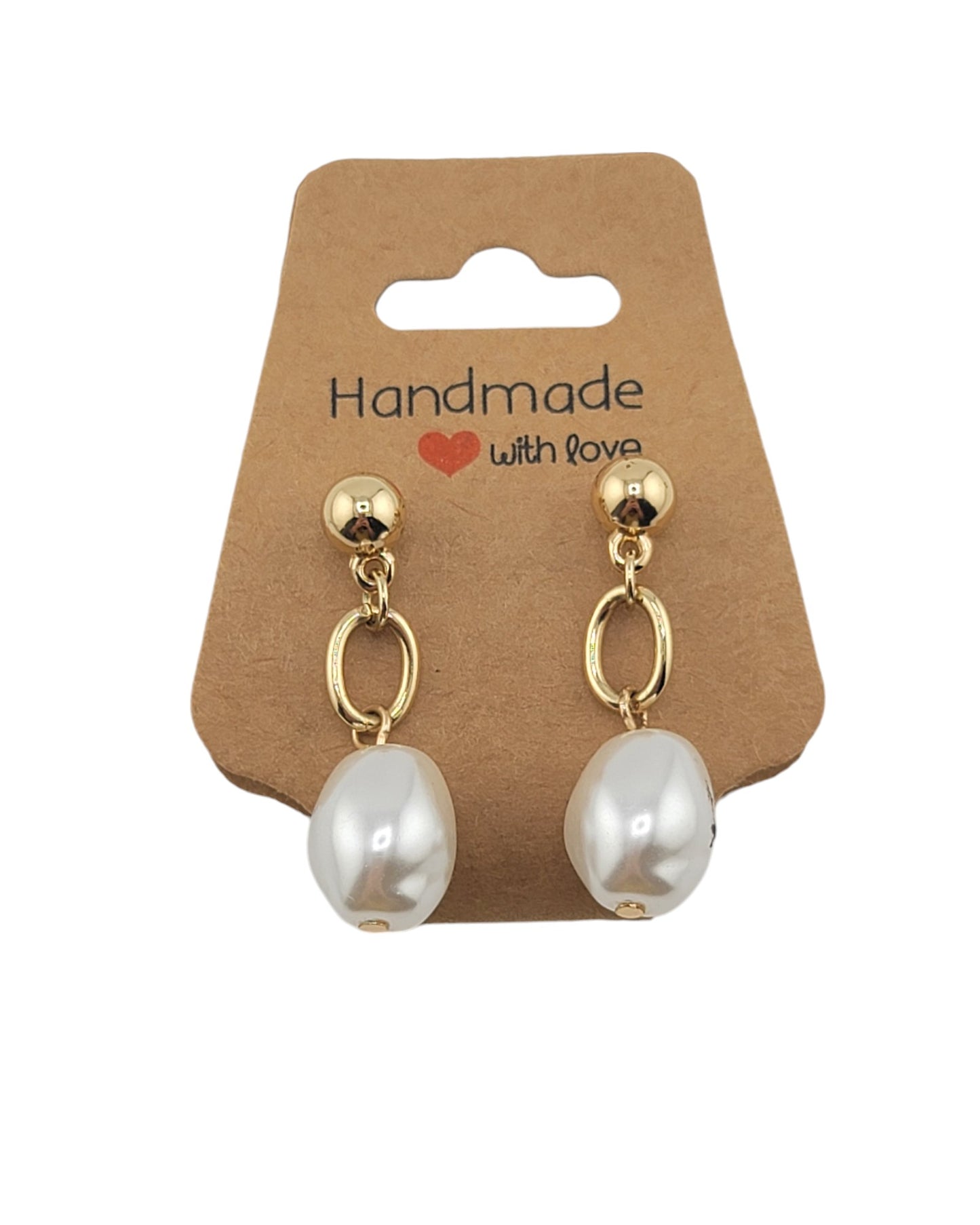 Pearl Hoop Drop Earrings