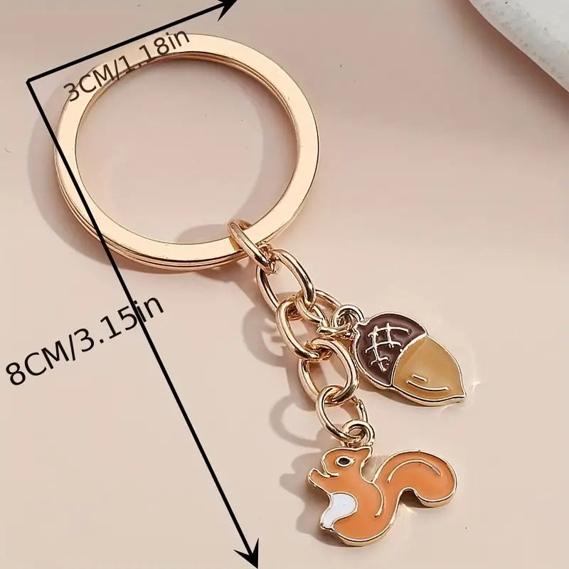 Squirrel Pine Cone Key Chain