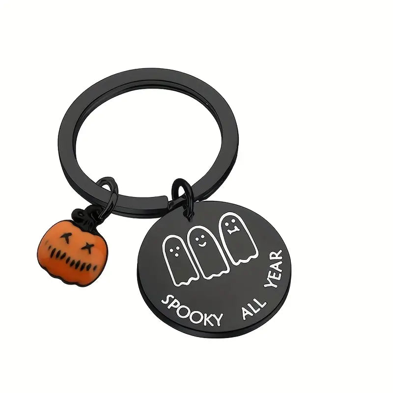 Stainless Steel Cute Pumpkin Key Chain (Black or Silver)