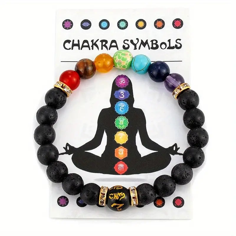 7 Chakra Colorful Beaded Bracelet Stress Relief & Yoga Meditation