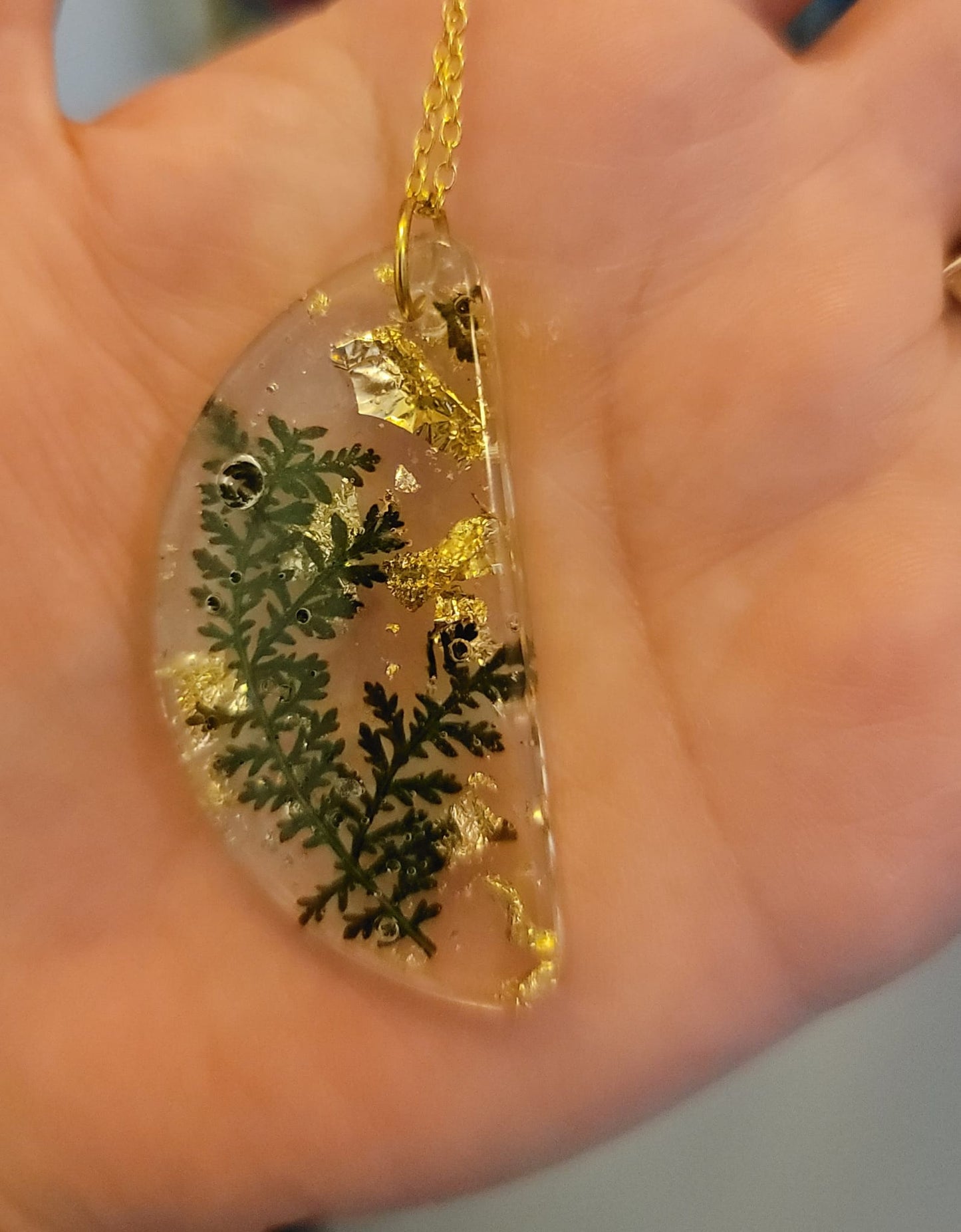 Half Moon Flower With Gold Chain Necklace