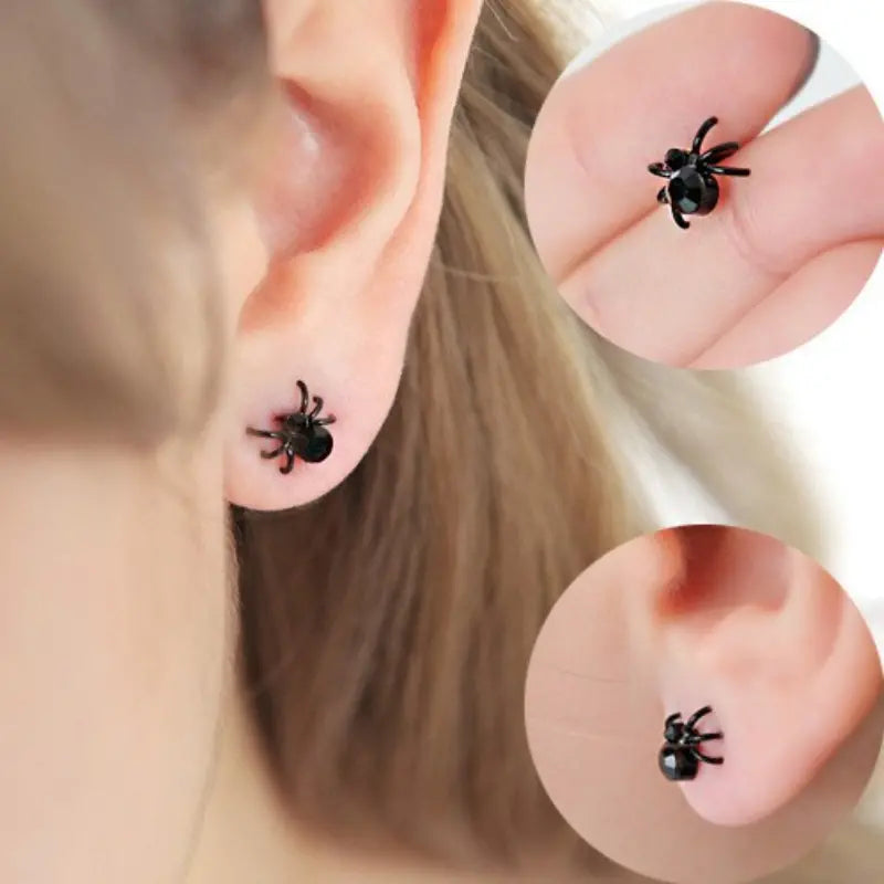 Black Spider Design Alloy Earrings