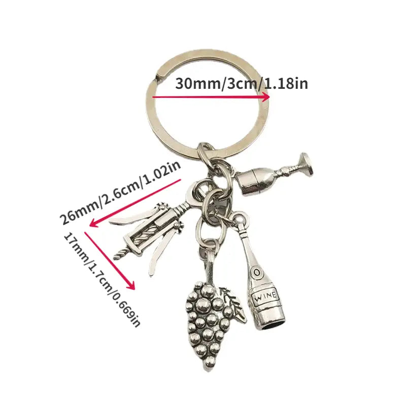 Cocktail Wine & Grape Key Chain