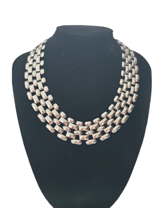 Short Silver Woven Necklace