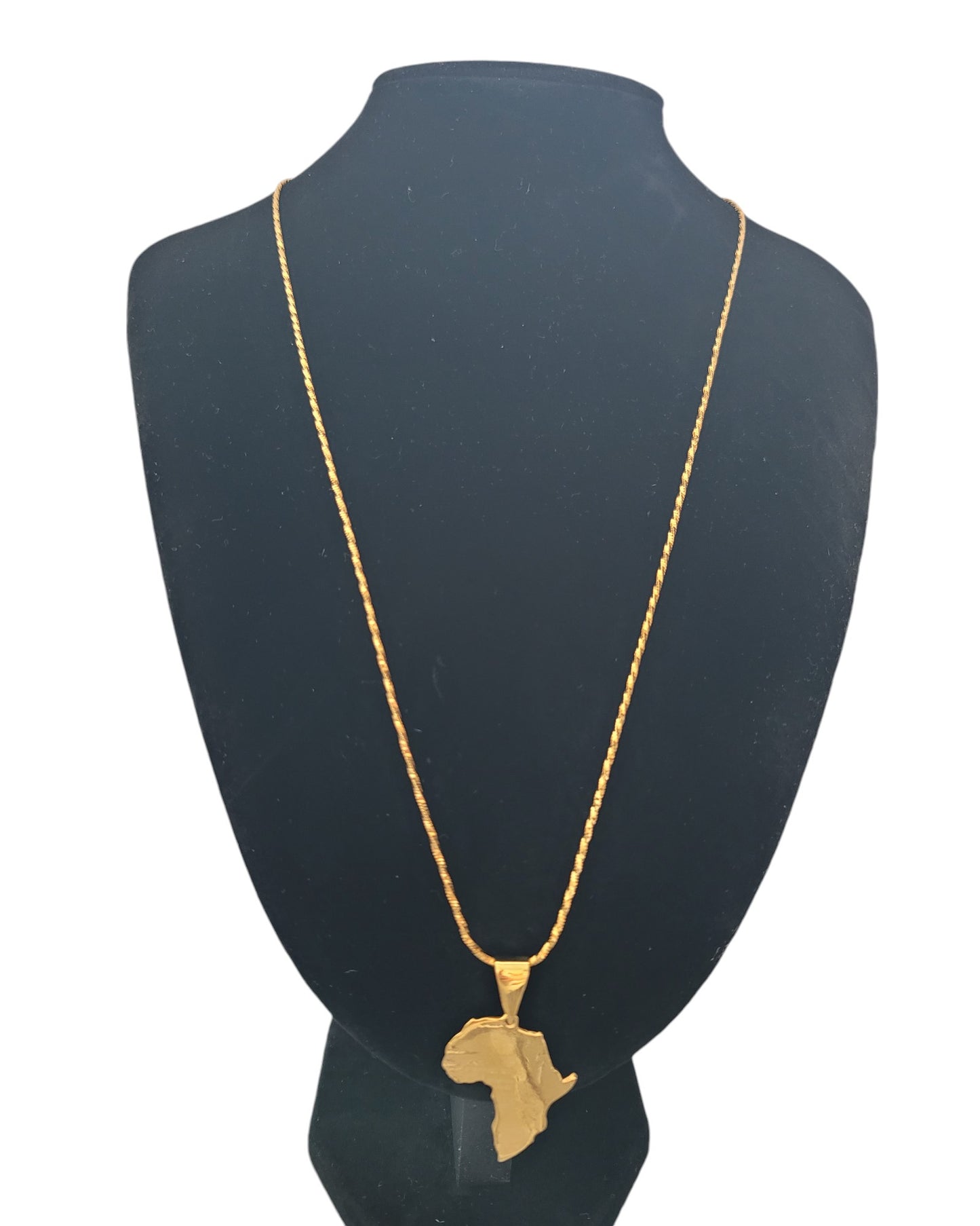 Africa Continent Map Pendant Necklace Box Link Chain