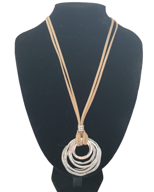 Long Necklace with Metal Pendant