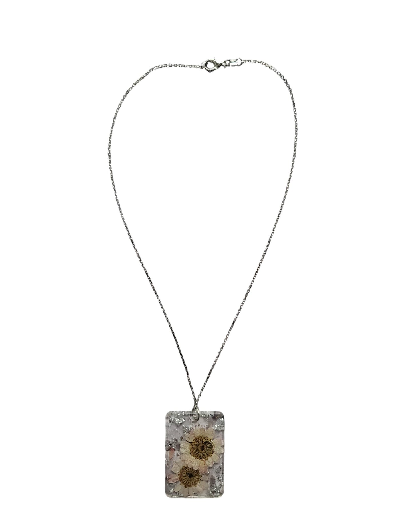 Dried Flower With Gold Chain Necklace
