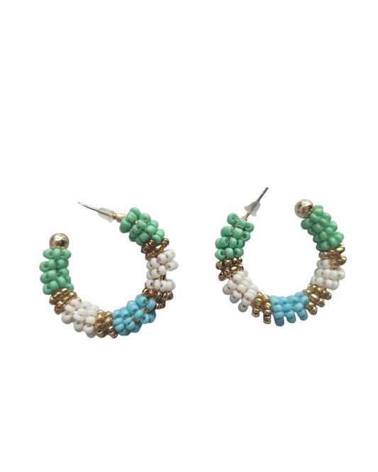 Multi-Colour Beaded Hoop Earrings