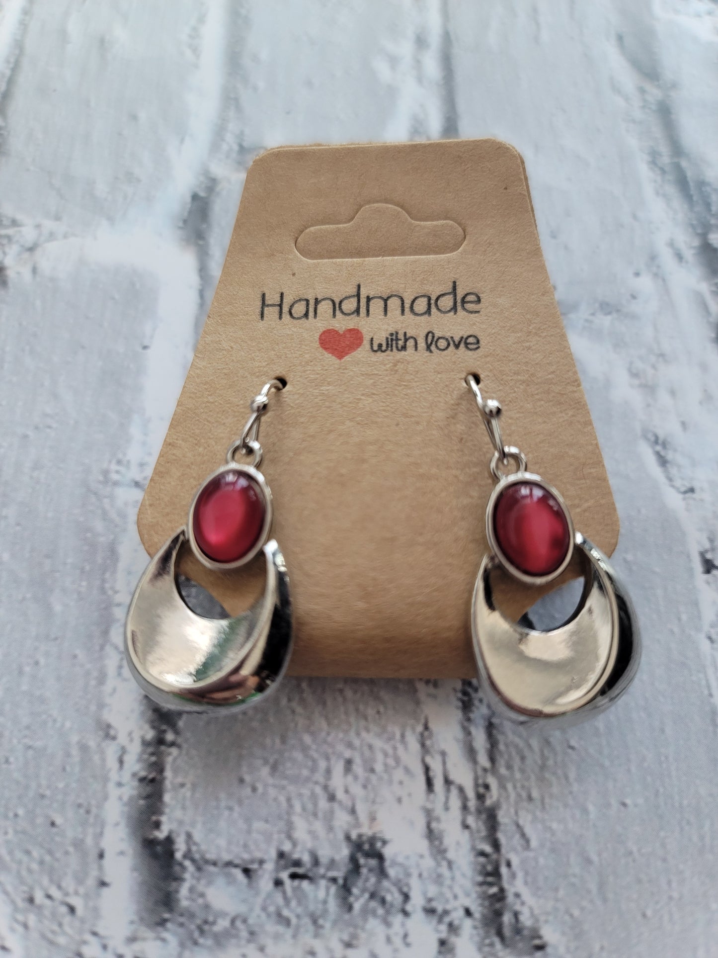 Cateye Gem Teardrop Earrings