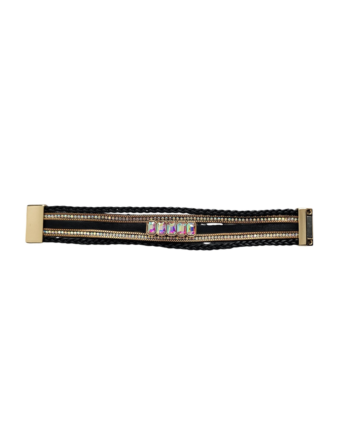 Crystal Rhinestones Multiple Layers With Magnetic Clasps Bracelet