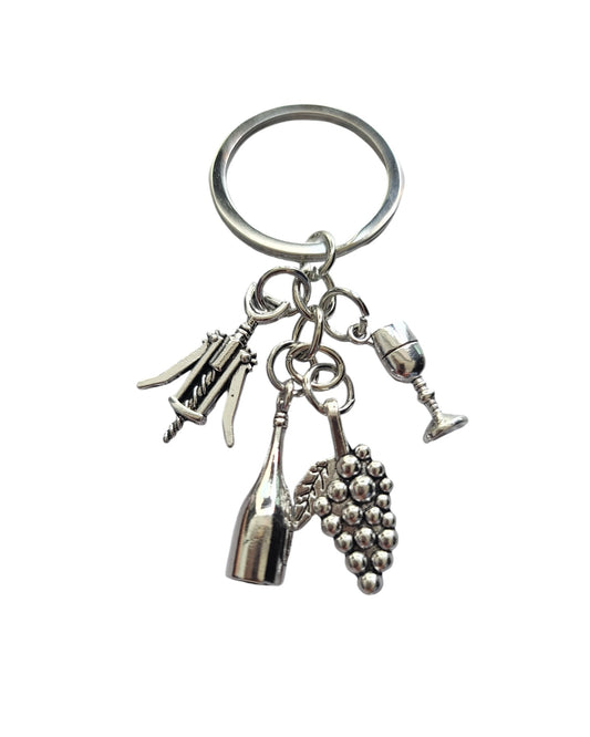 Cocktail Wine & Grape Key Chain