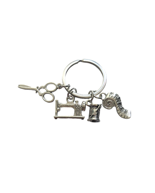 Retro Scissors Sewing Machines Key Chain