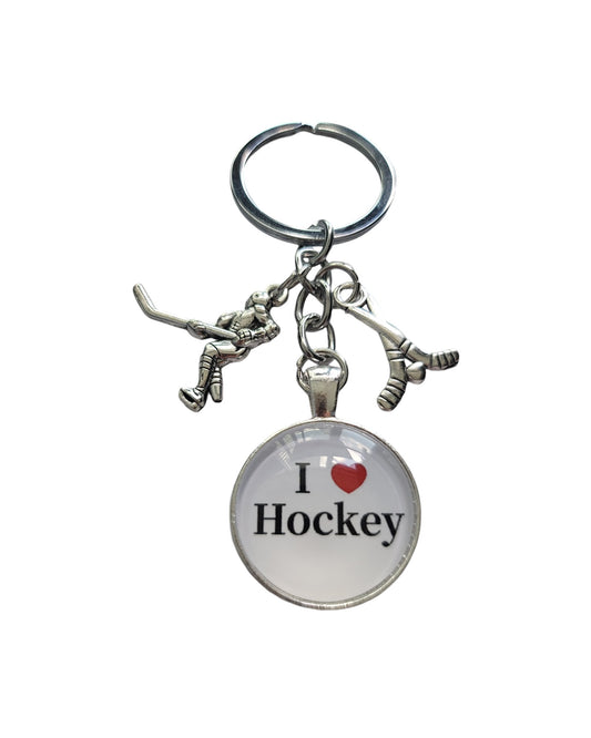 I Love Hockey Key Chain