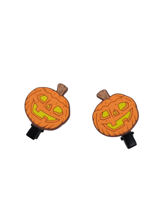 Halloween Pumpkin With Yellow Hair Clips - 2pcs