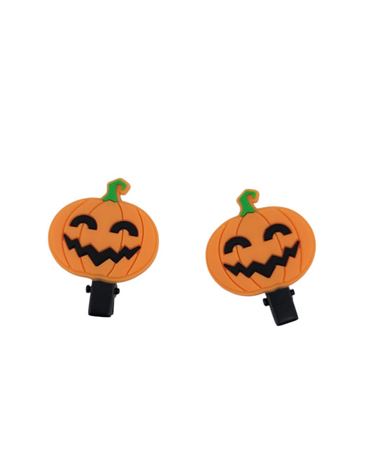 Halloween Pumpkin With Black Hair Clips - 2pcs
