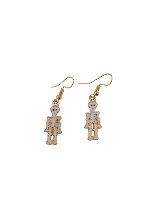 Halloween Enamel Dangle Earrings With Skeleton