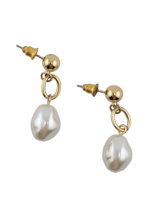 Pearl Hoop Drop Earrings