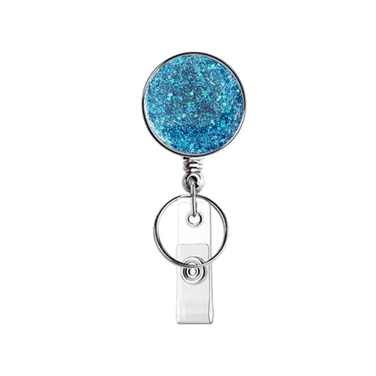 Glittery Retractable Badge Holder (Light Blue)